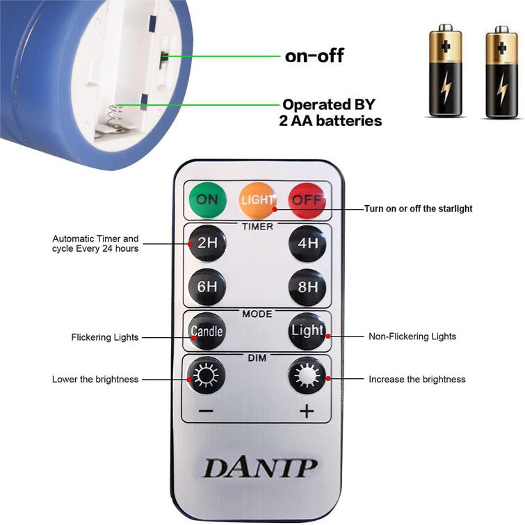 Wrought Studio Royal Blue Flameless Candle, BuiltIn Star String, 3 LED